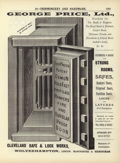 Seite aus dem Kompendium der Architekten, Vermesser und Ingenieure 1892 von English School