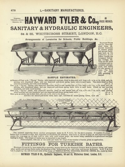 Seite aus dem Kompendium der Architekten, Vermesser und Ingenieure 1892 von English School