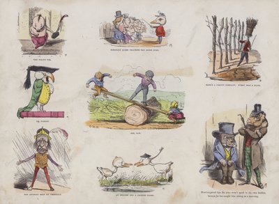 Seite aus dem Attraktiven Bilderbuch (farbige Gravur) von English School