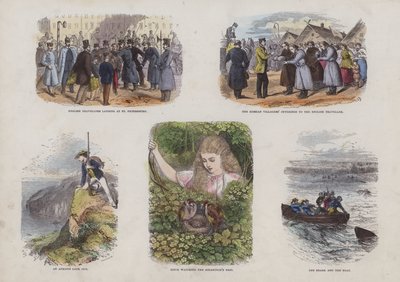 Seite aus dem Attraktiven Bilderbuch (farbige Gravur) von English School