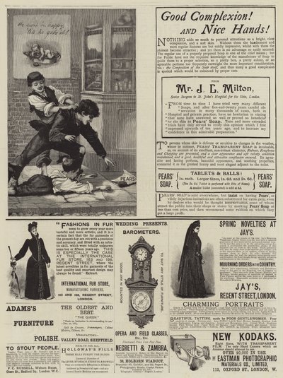 Seite mit Werbungen (Gravur) von English School