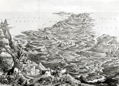 Panoramablick auf Indien vom Himalaya-Gebirge, entworfen von T. Packer, 1857 von English School