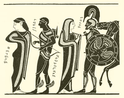 Paris, Helena, Hektor und Andromache (Gravur) von English School