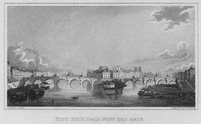 Paris, Pont Neuf, vom Pont Des Arts (Gravur) von English School