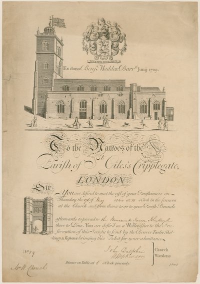Pfarrei St. Giles Cripplegate, Grenzbegehung, Einladung, 1860 von English School