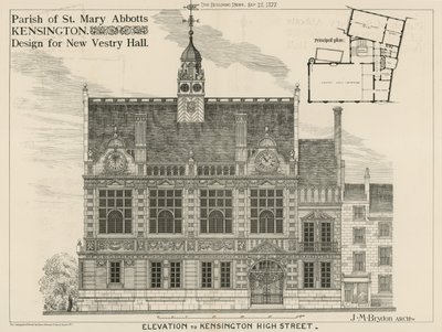 Pfarrei St. Mary Abbots, Kensington, Entwurf für das neue Vestry Hall von English School