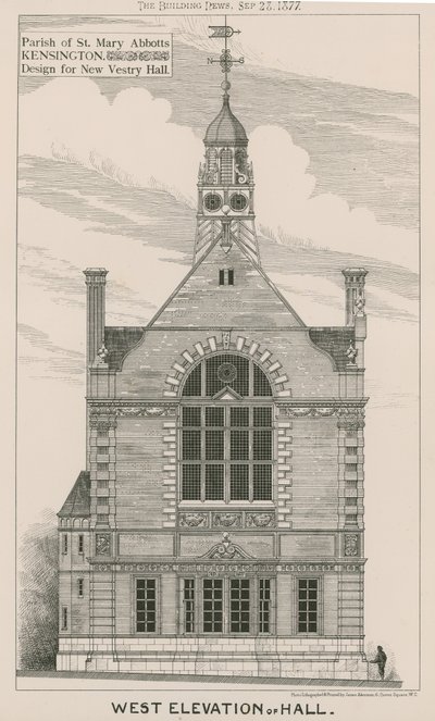 Pfarrei St Mary Abbotts, Kensington, Entwurf für die neue Vestry Hall von English School