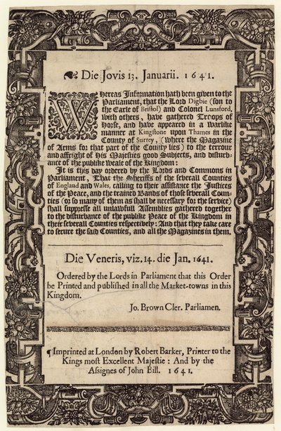 Parlamentsbefehl, 14. Januar 1641 von English School
