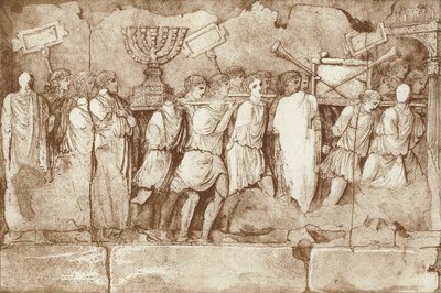 Teil eines Frieses am Titusbogen in Rom, zeigt jüdische Gefangene, die Artefakte aus Jerusalem tragen von English School