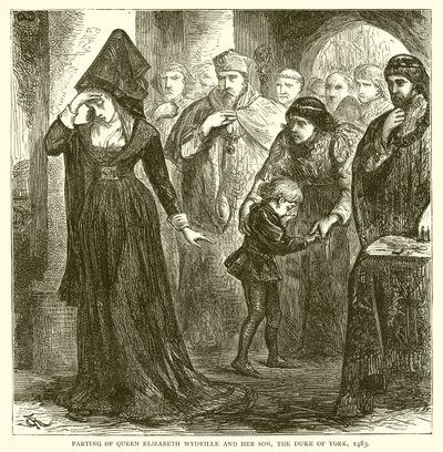 Abschied von Königin Elizabeth Wydville und ihrem Sohn, dem Herzog von York, 1483 von English School