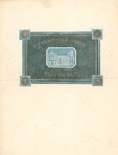 Eintrittskarte für die Westminster Abbey zur Krönung von König Georg IV., 17. Juli 1821 von English School