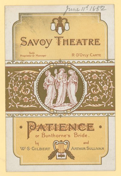 Patience; oder Bunthornes Braut von W. S. Gilbert und Arthur Sullivan von English School