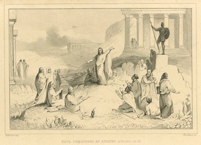 Paulus predigt in Athen, Apostelgeschichte XVII, 22, 34 von English School