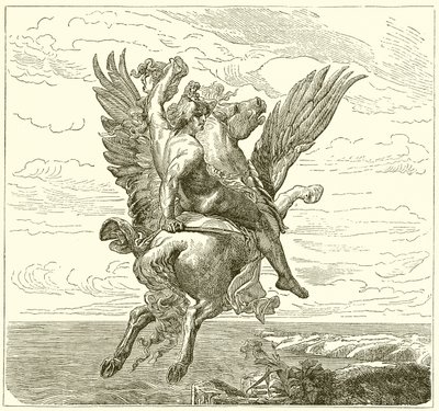 Perseus auf dem geflügelten Pferd Pegasus mit dem Kopf der Medusa von English School