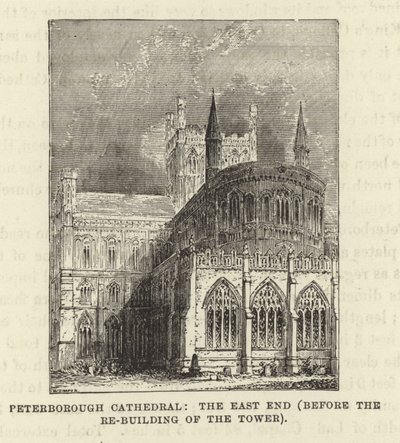 Peterborough Kathedrale, das Ostende (vor dem Wiederaufbau des Turms) von English School
