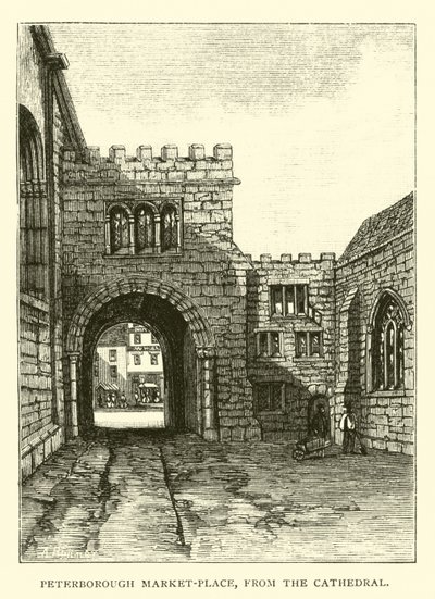 Marktplatz von Peterborough, von der Kathedrale von English School