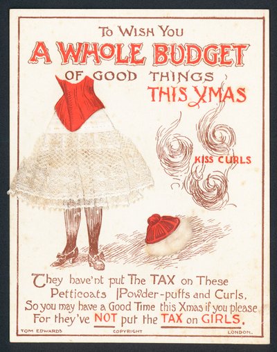 Unterröcke, Puderquasten und Locken, Weihnachtskarte von English School