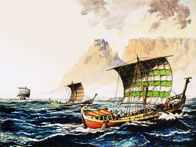 Phönizische Entdecker wurden von einem ägyptischen Pharao ausgesandt, um 600 v. Chr. die Küste Afrikas zu umsegeln von English School