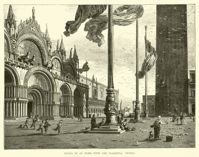 Piazza San Marco mit der Piazzetta, Venedig von English School