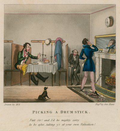 Einen Trommelstock auswählen; Karikatur von English School