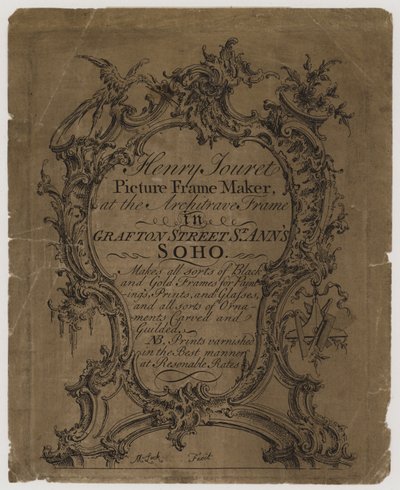 Bilderrahmenmacher, Henry Jouret, Visitenkarte von English School