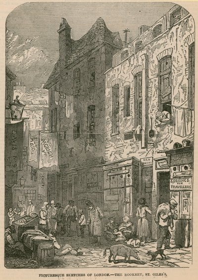Malerische Skizzen von London - The Rookery, St Giless von English School