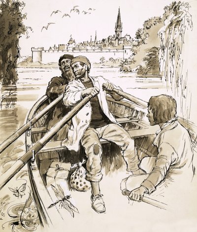 Pierre steuerte das Boot in einen breiten Abschnitt des Flusses von English School