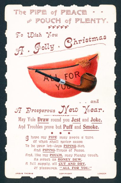 Pfeife und Beutel, Weihnachtskarte von English School