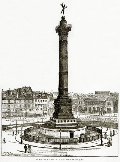 Place de la Bastille und Julisäule, Illustration aus Old and New Paris von H. Sutherland Edwards von English School