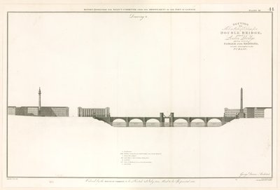 Plan für die London Bridge, die Schiffe durchlassen kann von English School