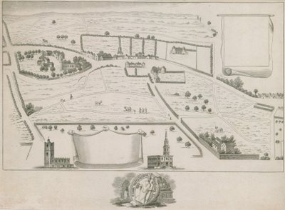 Plan der nordwestlichen Vororte von London um St Giles in the Fields von English School