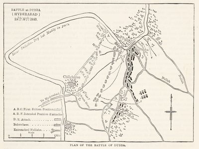 Plan der Schlacht von Dubba (Hyderabad) 24. März 1843, Illustration aus Cassells Illustrierter Geschichte Englands von English School