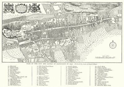 Plan der Stadt und Burg von Edinburgh im Jahr 1742 von English School