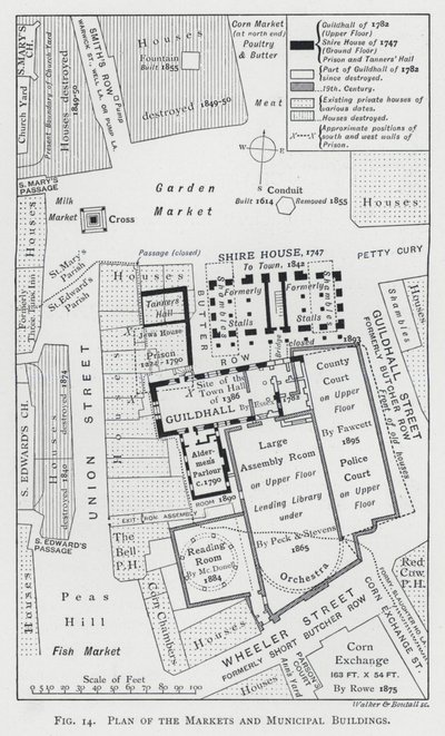 Plan der Märkte und kommunalen Gebäude (Gravur) von English School