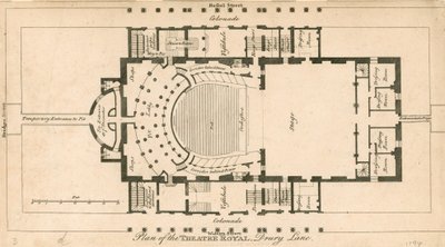 Plan des Theatre Royal, Drury Lane, London von English School