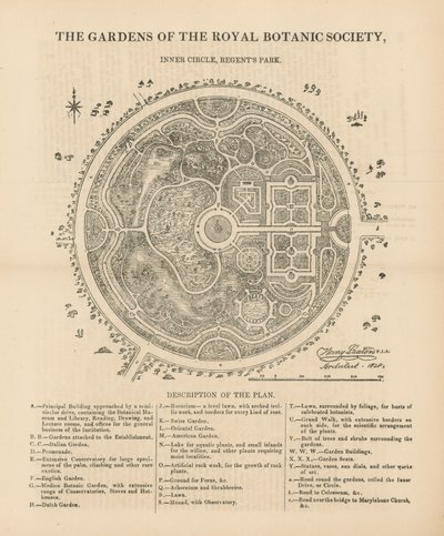 Planansicht der Gärten der Royal Botanic Society von English School