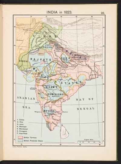 Tafel aus dem Historischen Atlas von Indien von Charles Joppen von English School