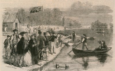 Vergnügungsboote auf dem Wasser im Regents Park von English School