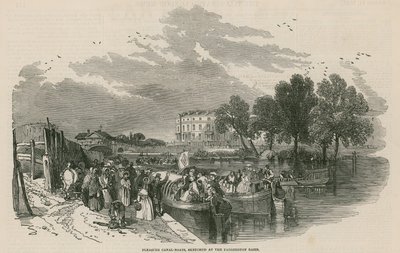 Vergnügungskanalboote, skizziert am Paddington Basin, Regents Canal, London von English School