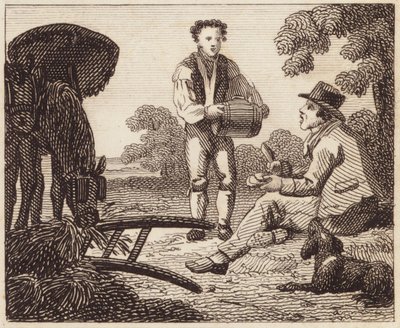 Brotzeit des Pflügers (Gravur) von English School
