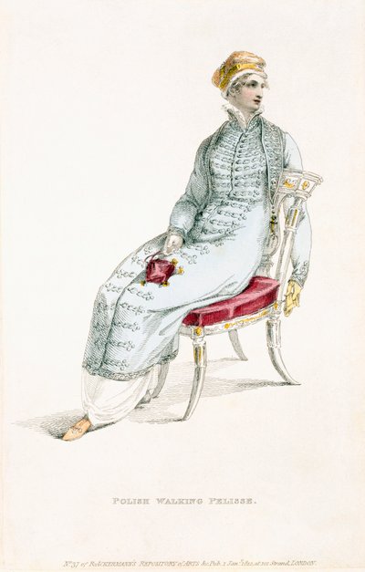 Polnischer Gehpelz, Modeplatte aus Ackermanns Repository of Arts von English School