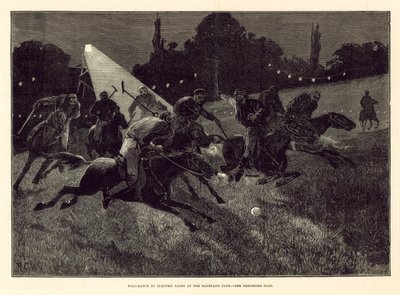 Polospiel bei elektrischem Licht in den Ranelagh Gardens von English School