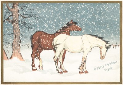Ponys im Schnee, Weihnachtskarte von English School
