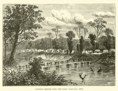 Pontoonbrücke über den Prah, Januar 1874 von English School
