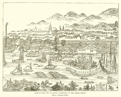 Hafen der Stadt Kanton nach der Bombardierung von English School