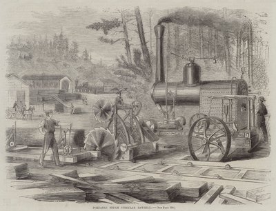 Tragbare Dampfrundsäge (Gravur) von English School