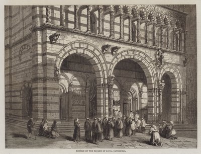 Teil der Fassade der Kathedrale von Lucca (Gravur) von English School