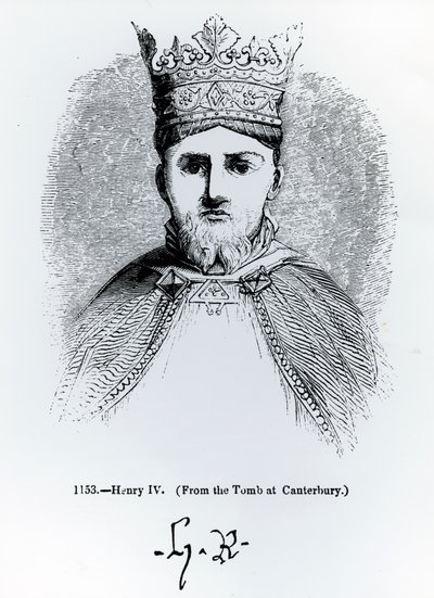 Porträt und Unterschrift von Heinrich IV. (1366-1413) von English School