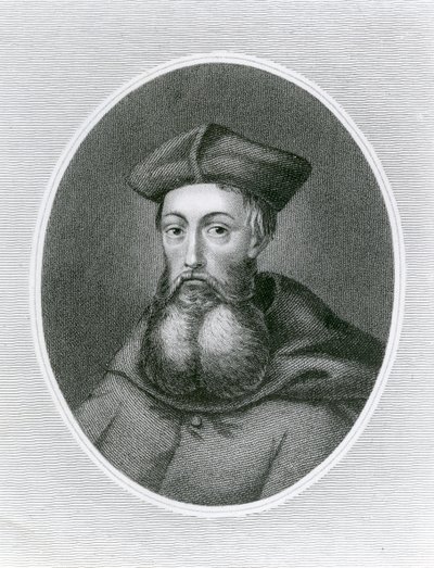 Porträt von Kardinal Reginald Pole (1500-58) (Gravur) von English School