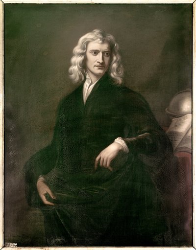 Porträt von Isaac Newton (1642 - 1727), Philosoph und Mathematiker. Anonymes englisches Gemälde von English School